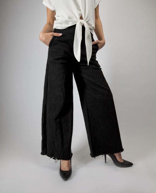Τζιν wide leg με ξέφτια