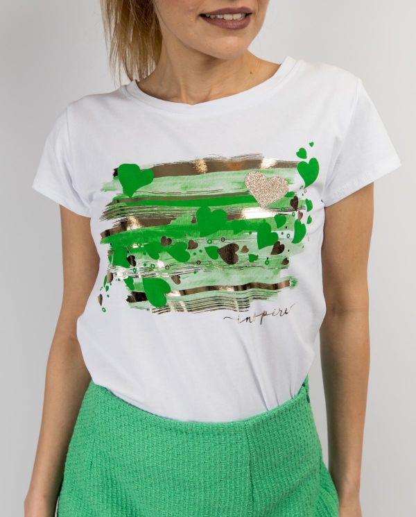 Tshirt basic κοντομάνικο λαιμόκοψη με στάμπα