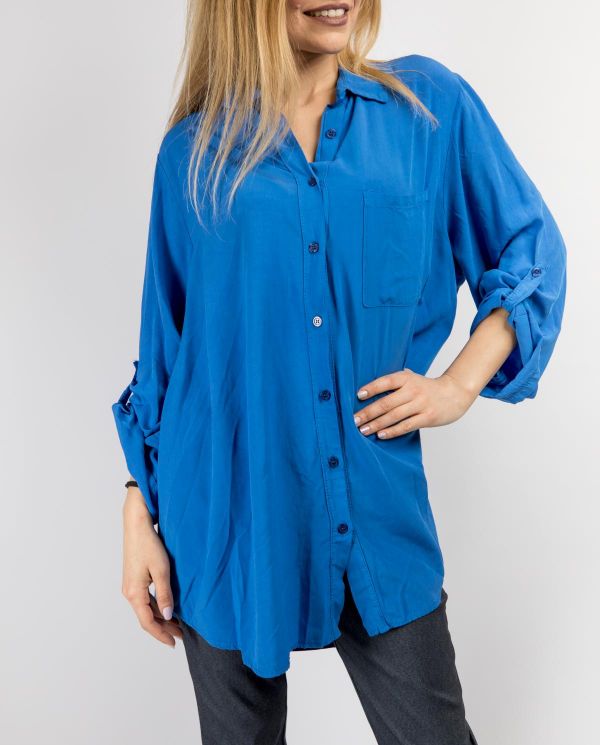 Πουκάμισο  oversized μονόχρωμο βαμβακερό