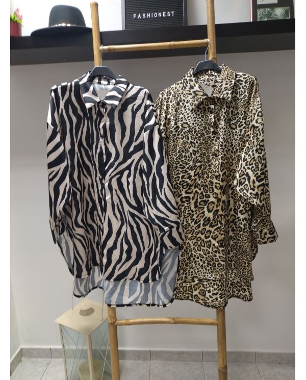 Πουκαμίσες σατέν animal print