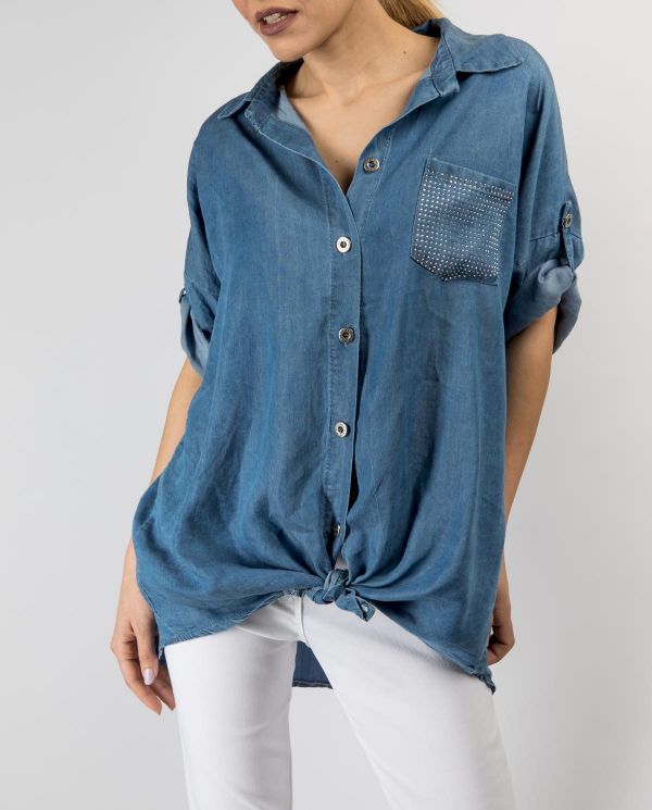 Πουκαμίσα denim βαμβακερή